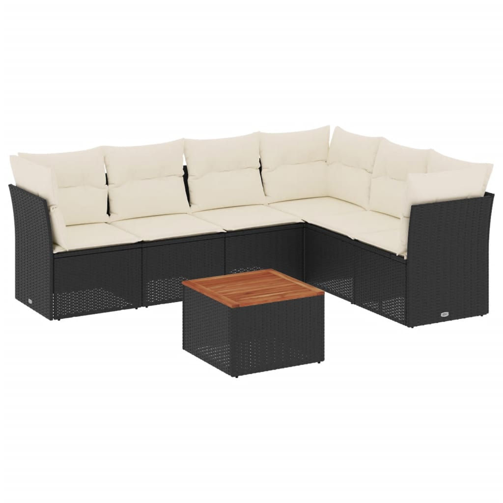 sofasæt til haven 7 dele med hynder polyrattan sort