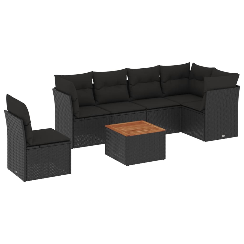 sofasæt til haven 7 dele med hynder polyrattan sort