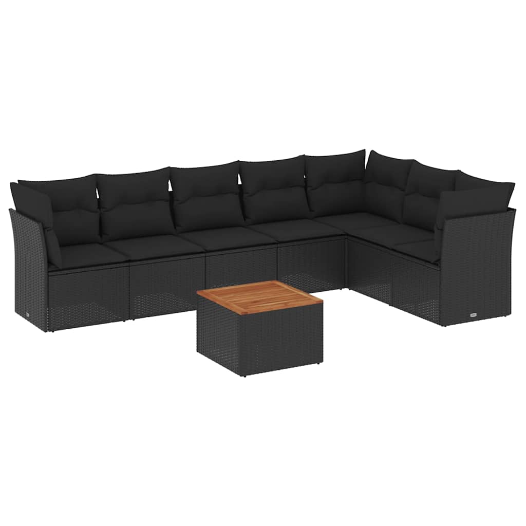 sofasæt til haven 8 dele med hynder polyrattan sort