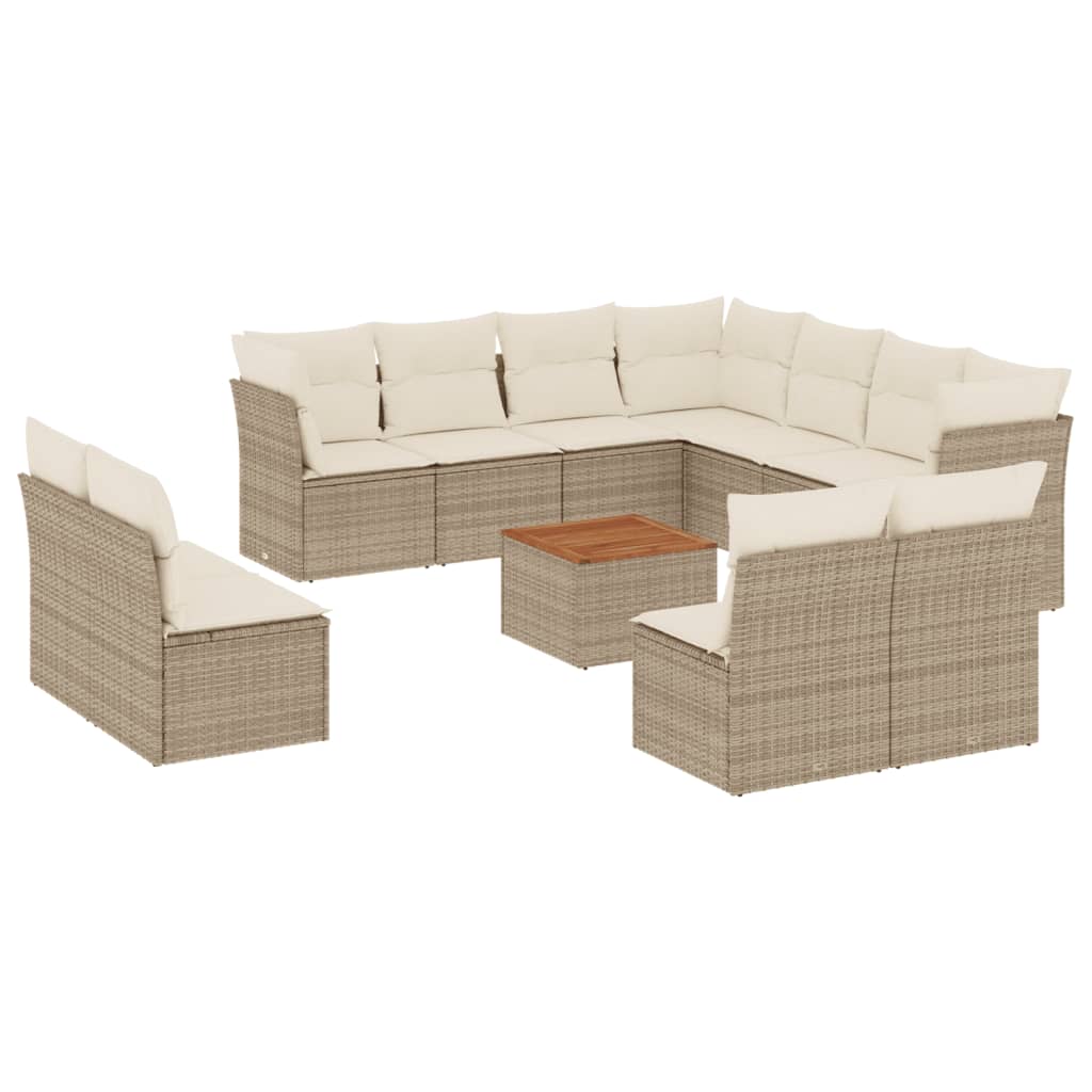 sofasæt til haven 12 dele med hynder polyrattan beige