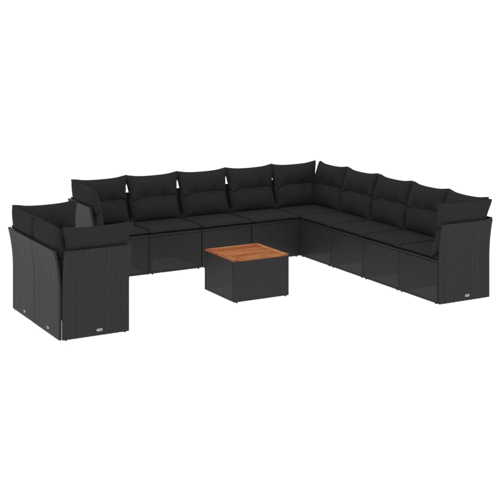 sofasæt til haven 12 dele med hynder polyrattan sort