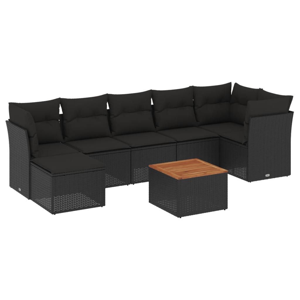 sofasæt til haven 8 dele med hynder polyrattan sort
