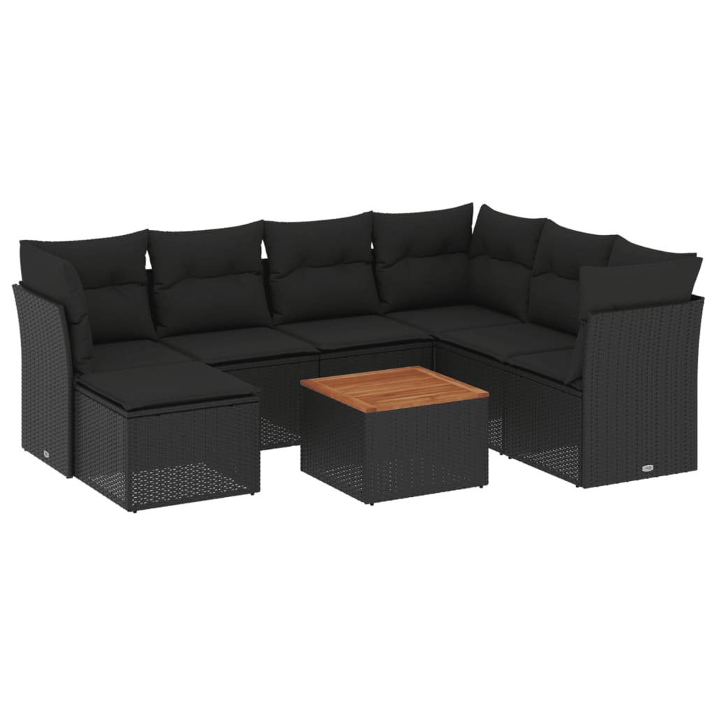 sofasæt til haven 8 dele med hynder polyrattan sort
