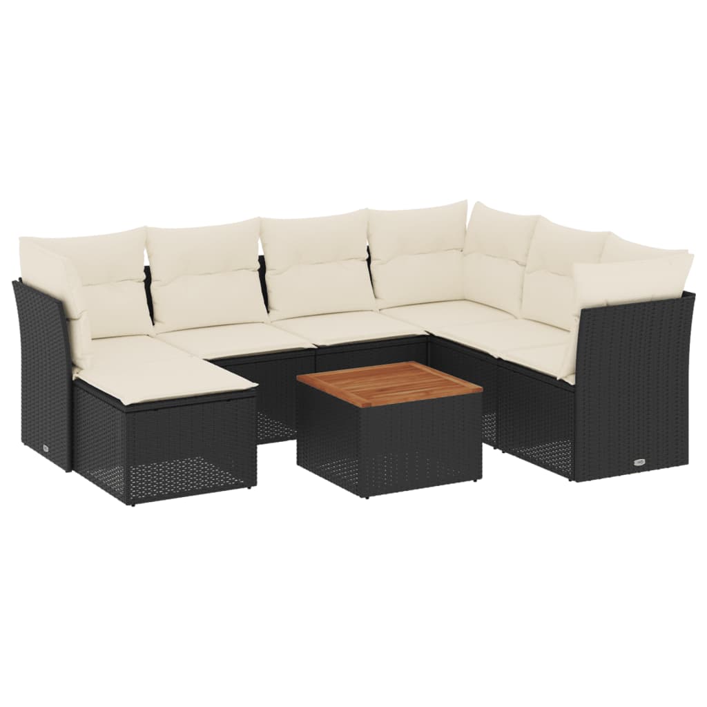 sofasæt til haven 8 dele med hynder polyrattan sort