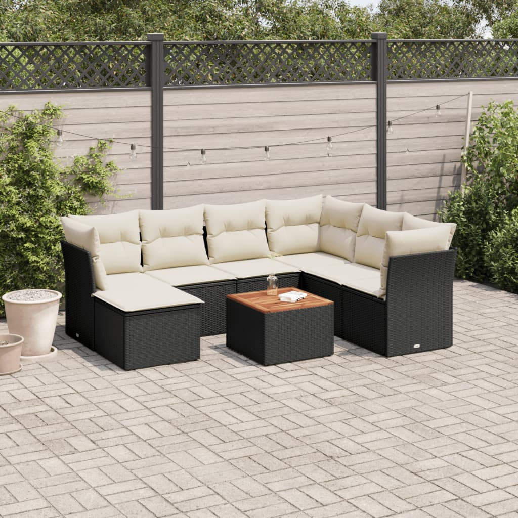 sofasæt til haven 8 dele med hynder polyrattan sort