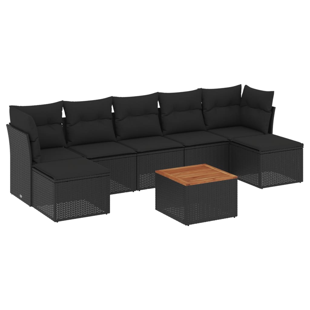 sofasæt til haven 8 dele med hynder polyrattan sort