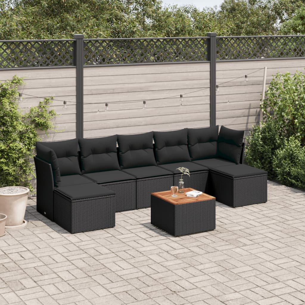 sofasæt til haven 8 dele med hynder polyrattan sort
