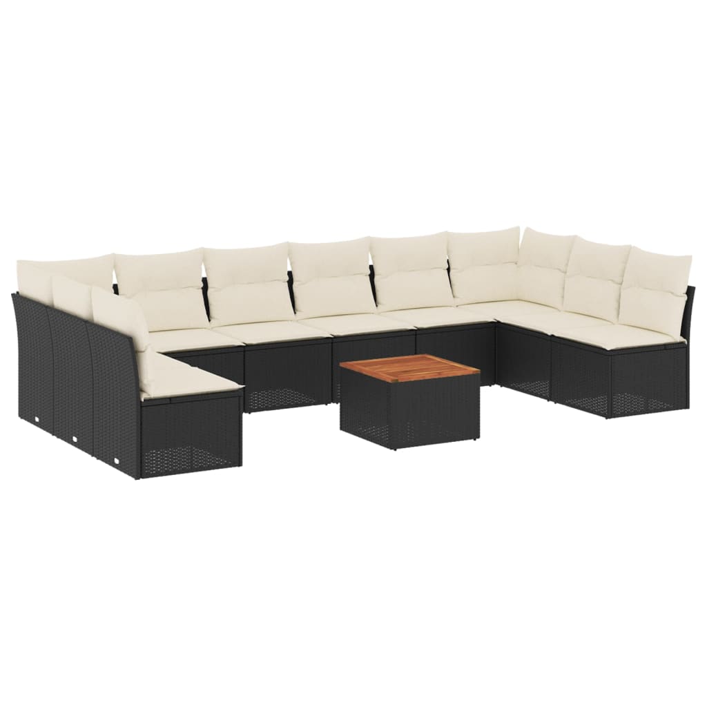 sofasæt til haven 11 dele med hynder polyrattan sort