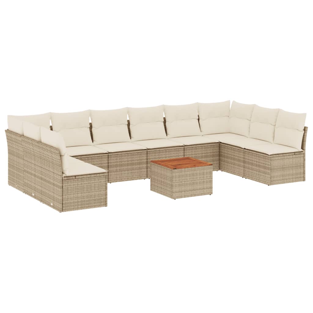 sofasæt til haven 11 dele med hynder polyrattan beige