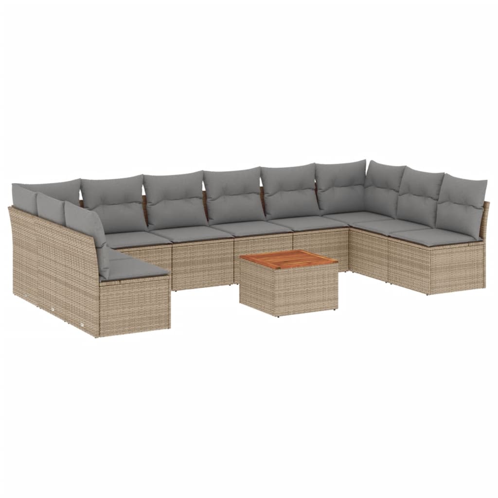 sofasæt til haven 11 dele med hynder polyrattan beige