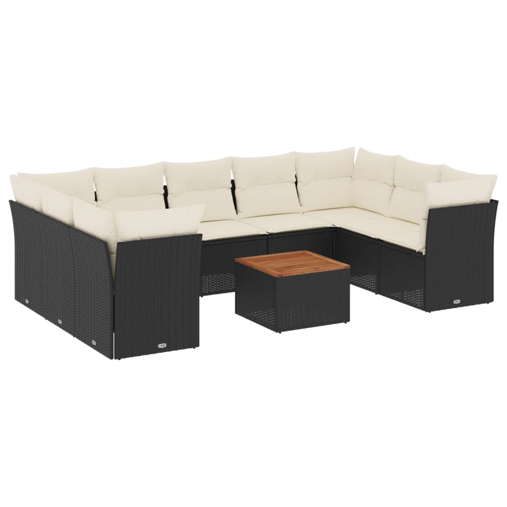 sofasæt til haven 10 dele med hynder polyrattan sort