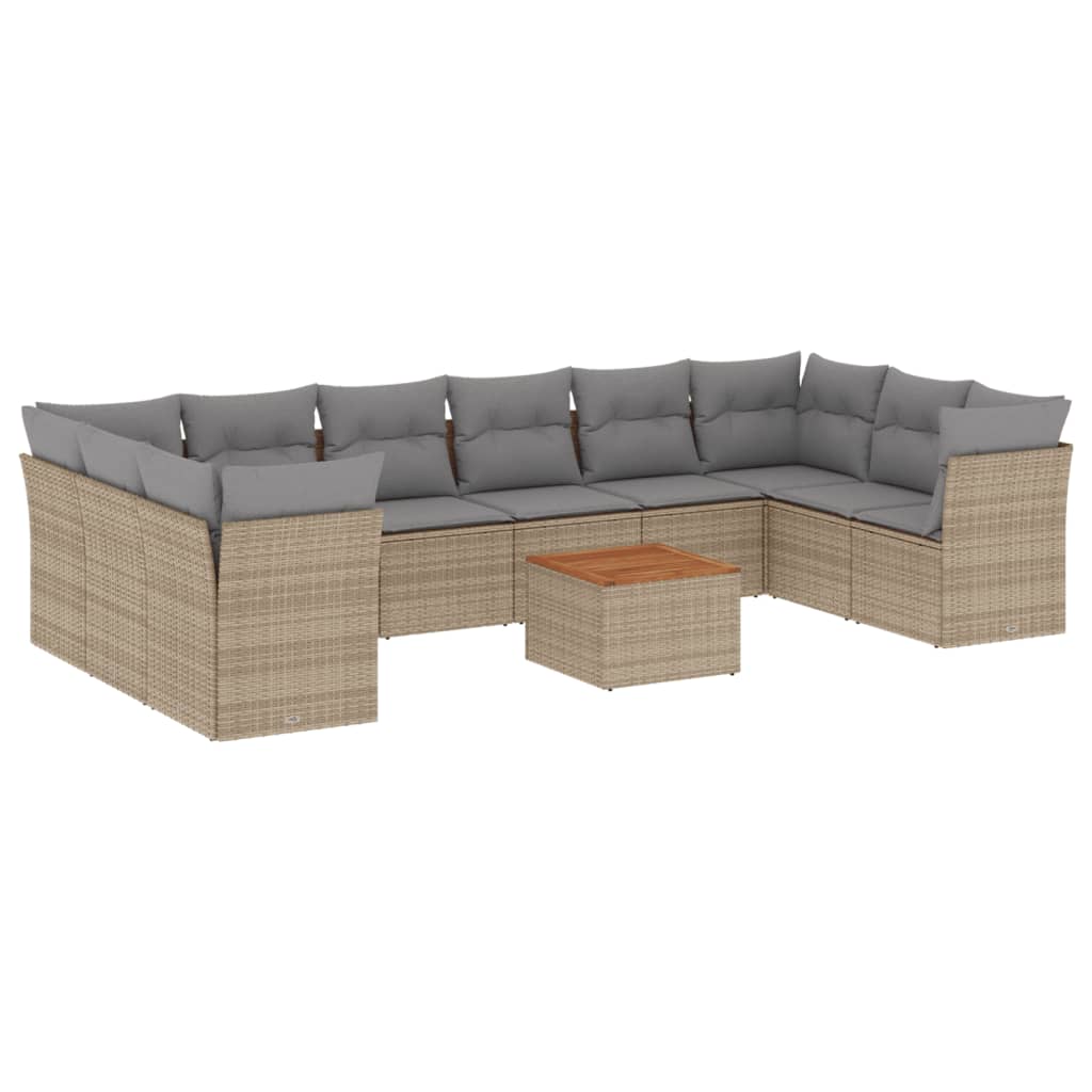 sofasæt til haven 11 dele med hynder polyrattan beige