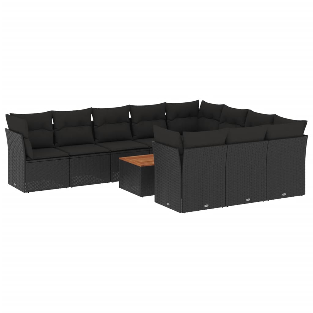 sofasæt til haven 11 dele med hynder polyrattan sort