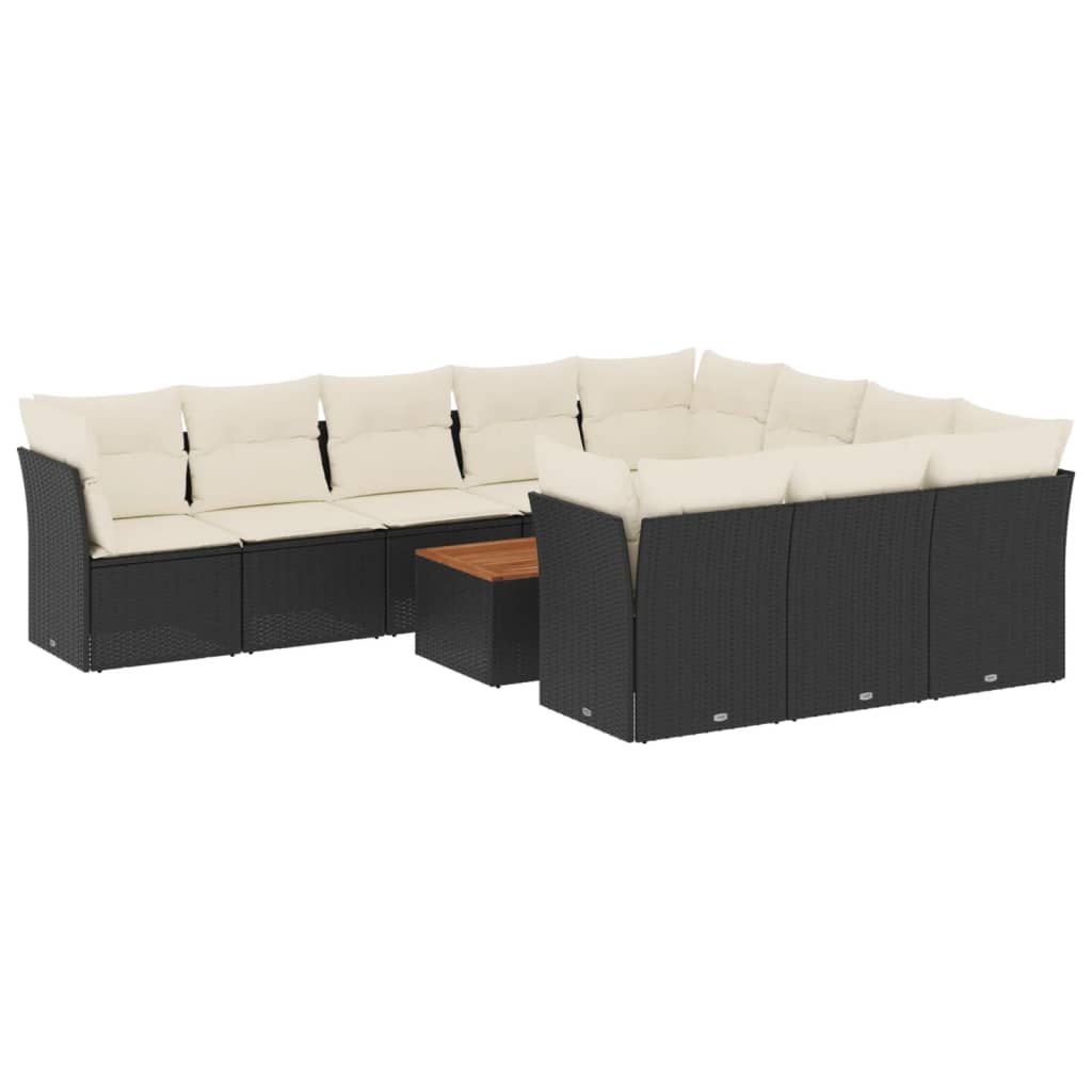 sofasæt til haven 11 dele med hynder polyrattan sort
