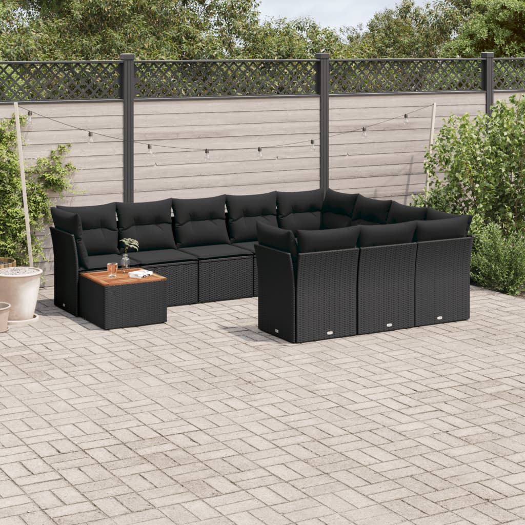sofasæt til haven 11 dele med hynder polyrattan sort