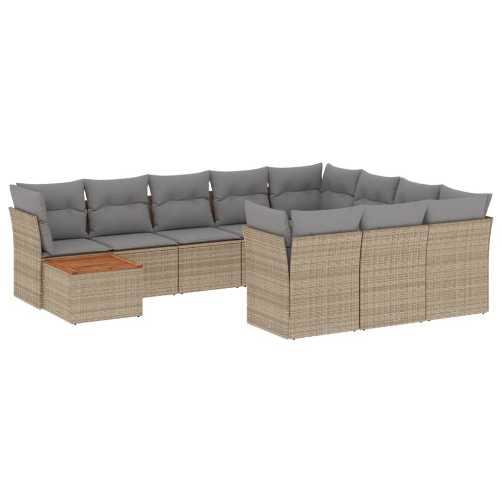 sofasæt til haven 11 dele med hynder polyrattan beige