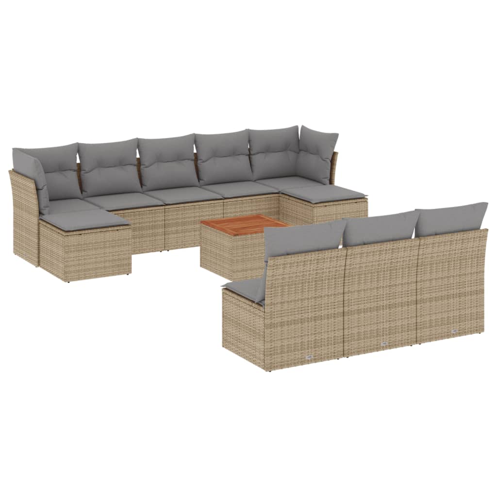 sofasæt til haven 11 dele med hynder polyrattan beige