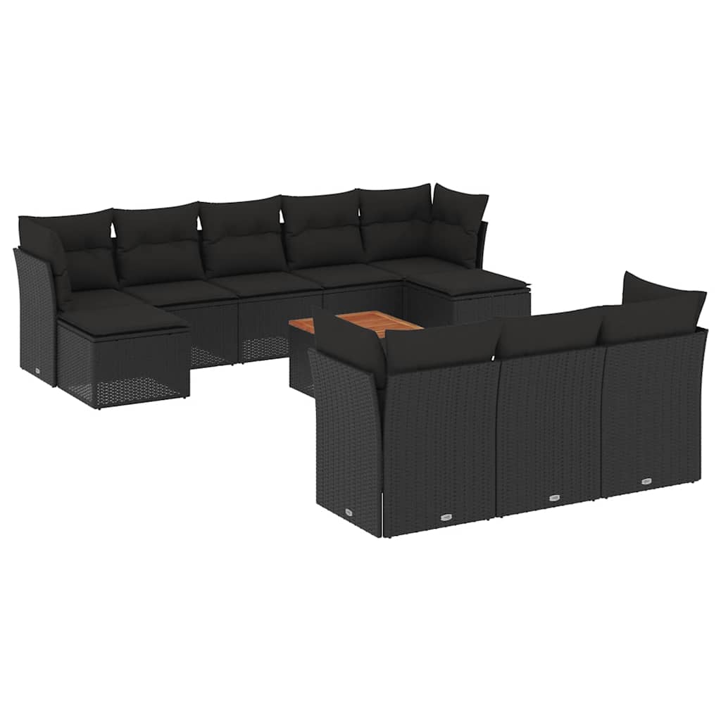 sofasæt til haven 11 dele med hynder polyrattan sort