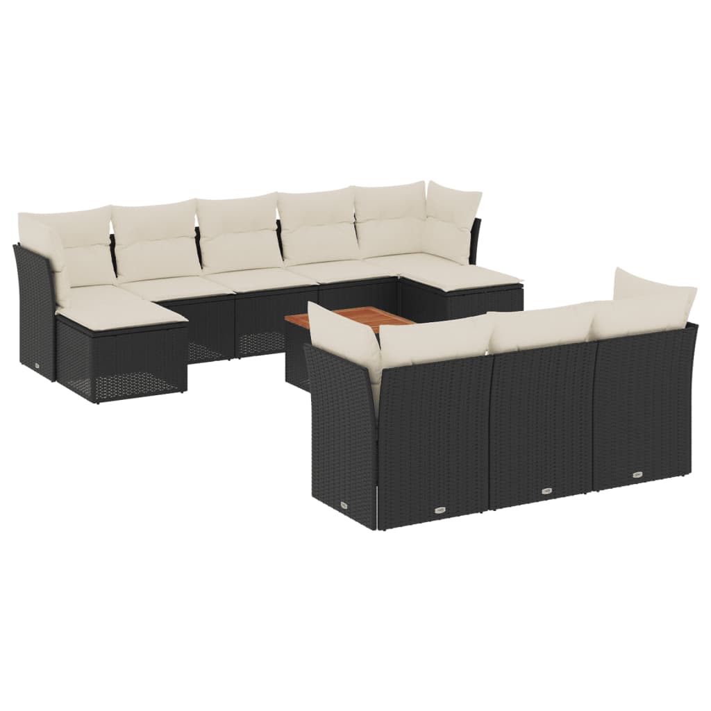sofasæt til haven 11 dele med hynder polyrattan sort