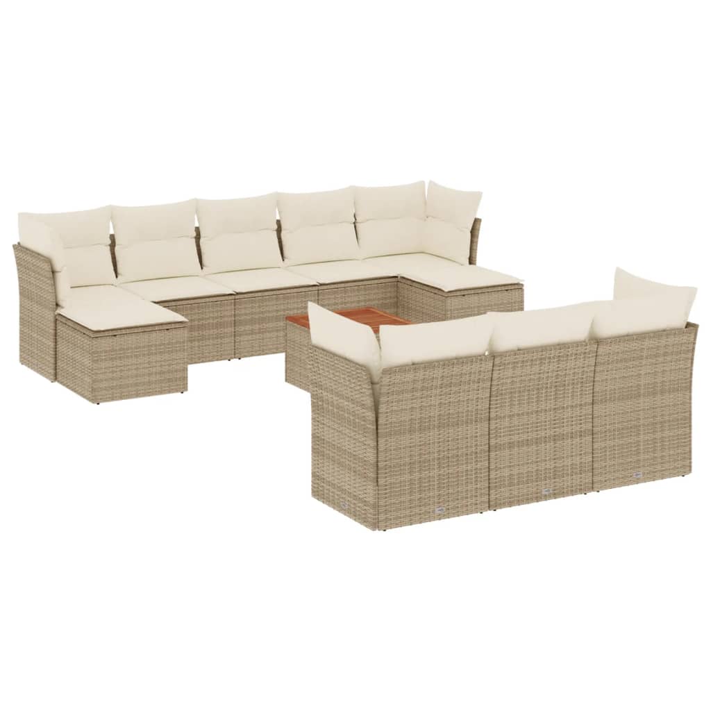 sofasæt til haven 11 dele med hynder polyrattan beige