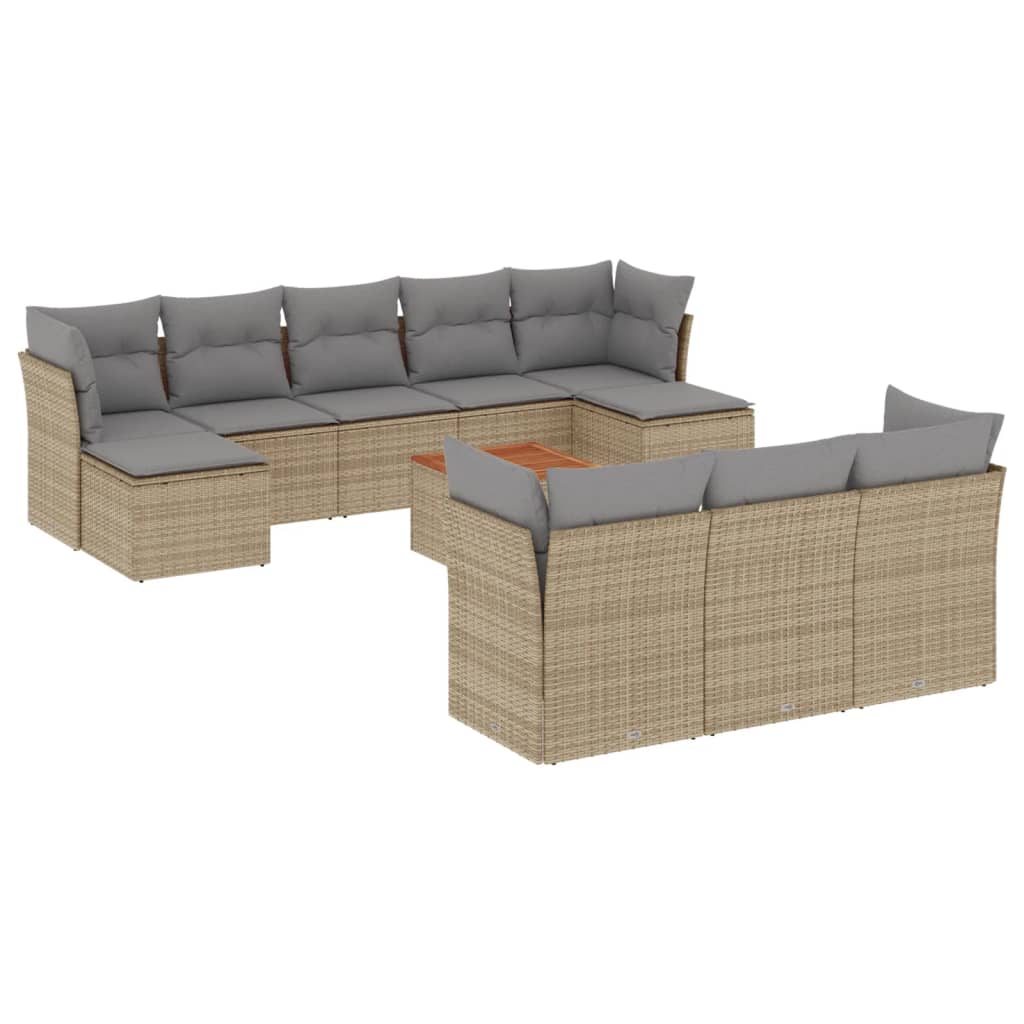 sofasæt til haven 11 dele med hynder polyrattan beige