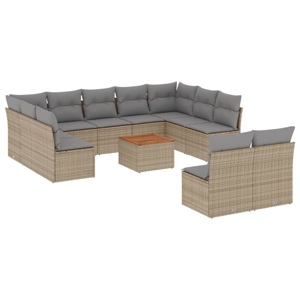 sofasæt til haven 12 dele med hynder polyrattan beige