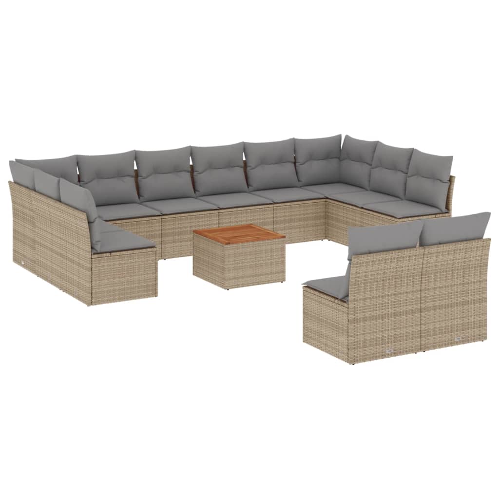 sofasæt til haven 13 dele med hynder polyrattan beige