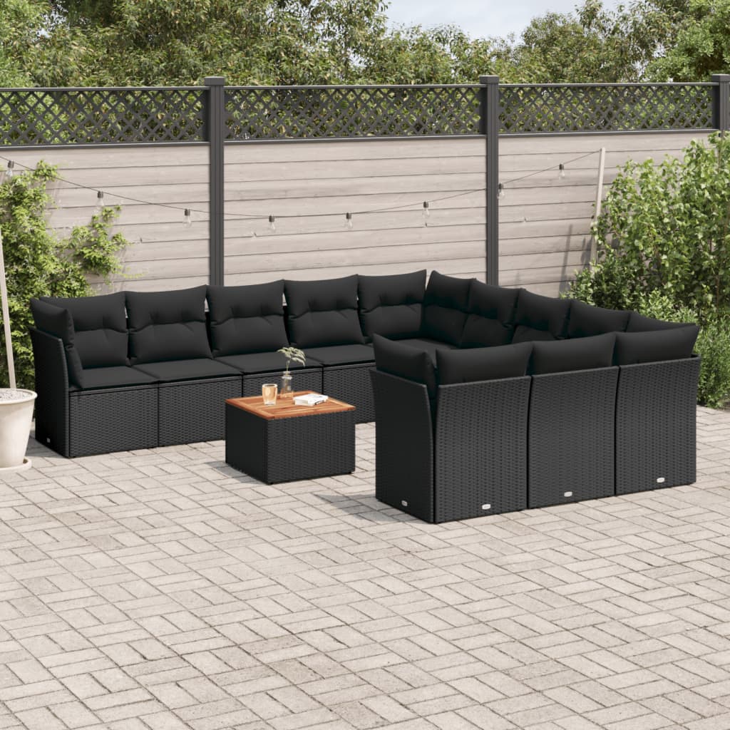 sofasæt til haven 12 dele med hynder polyrattan sort