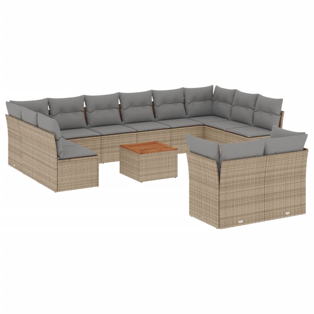 sofasæt til haven 13 dele med hynder polyrattan beige
