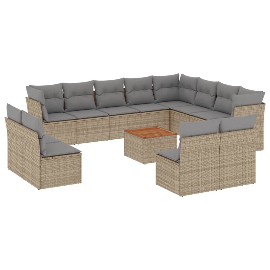sofasæt til haven 13 dele med hynder polyrattan beige