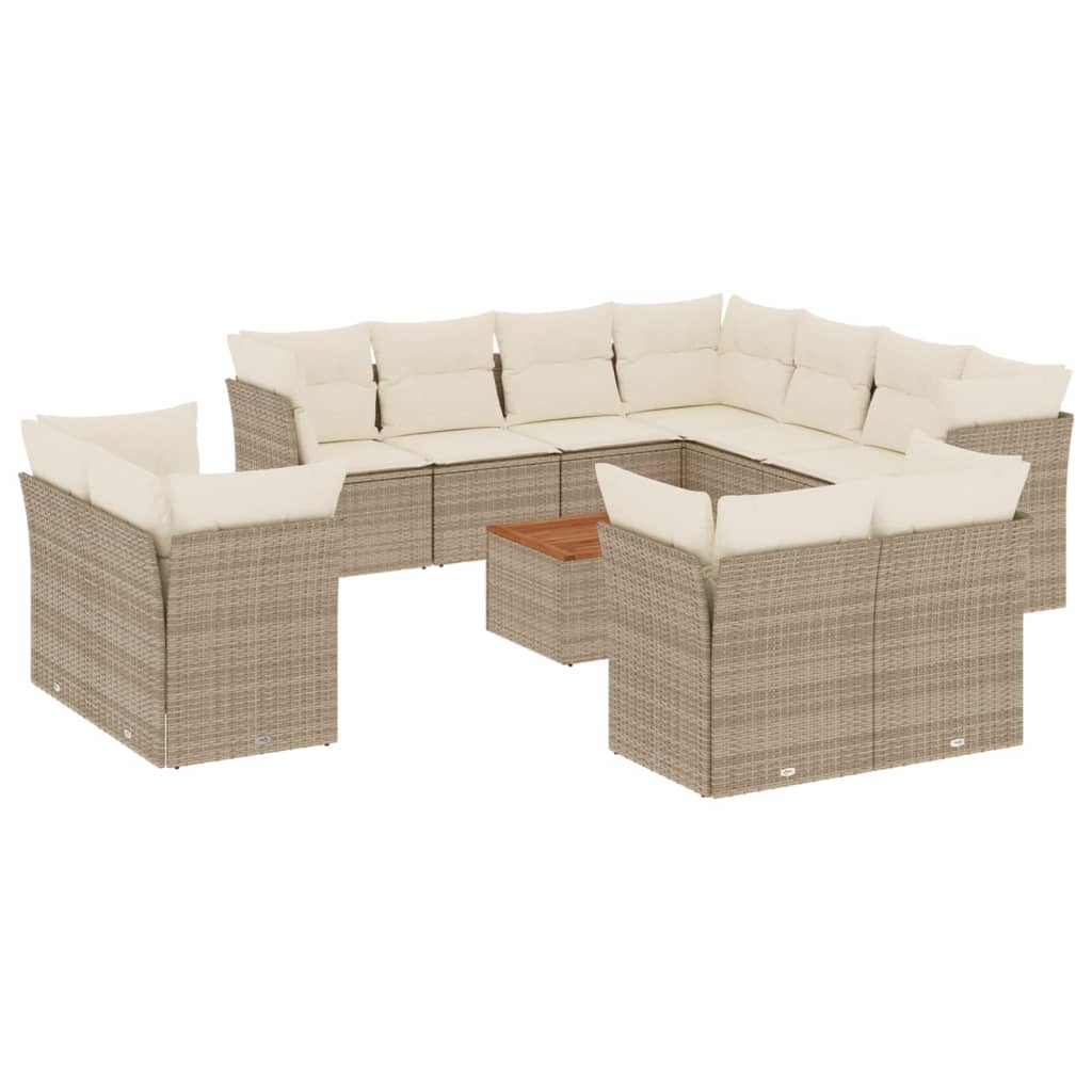 sofasæt til haven 12 dele med hynder polyrattan beige