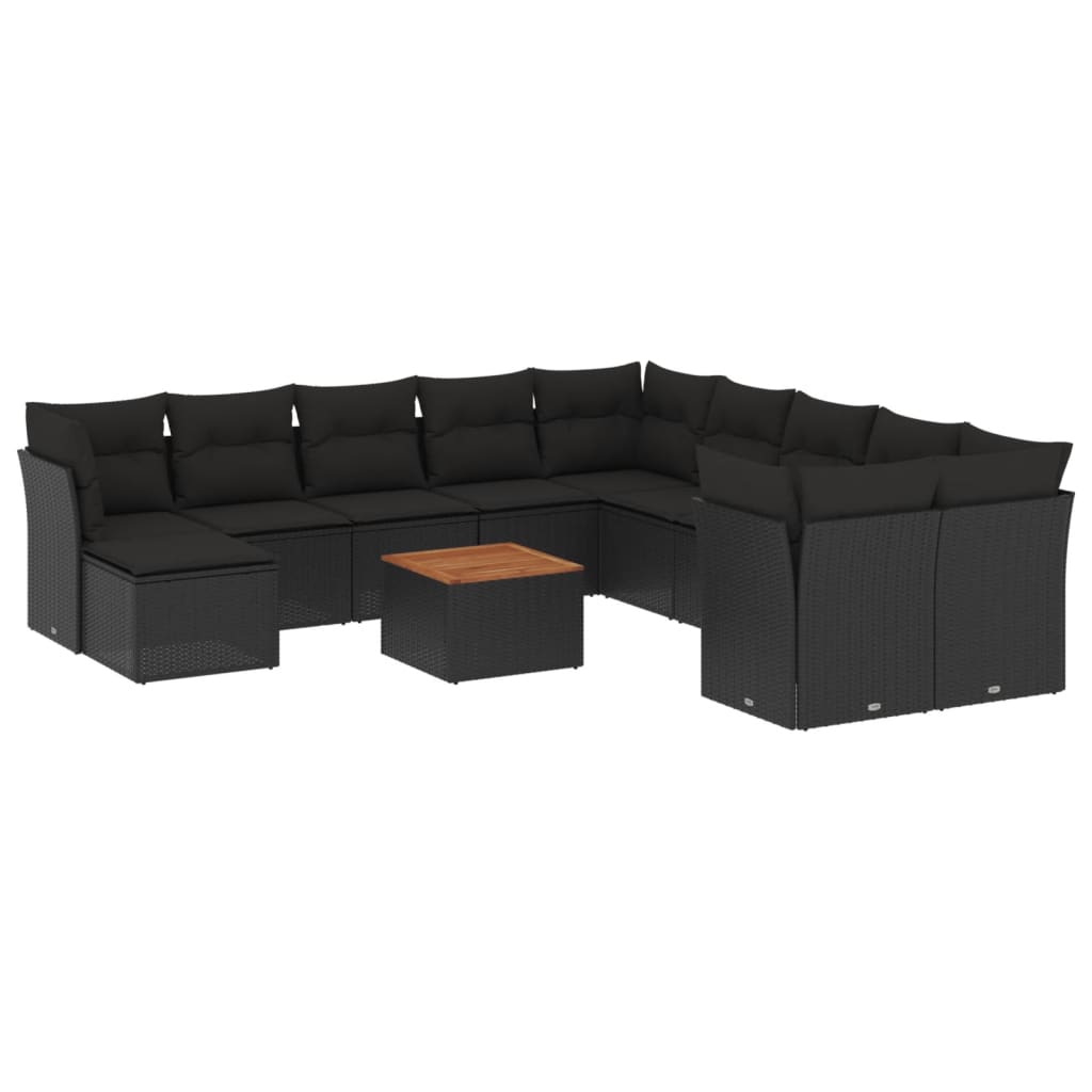 sofasæt til haven 12 dele med hynder polyrattan sort