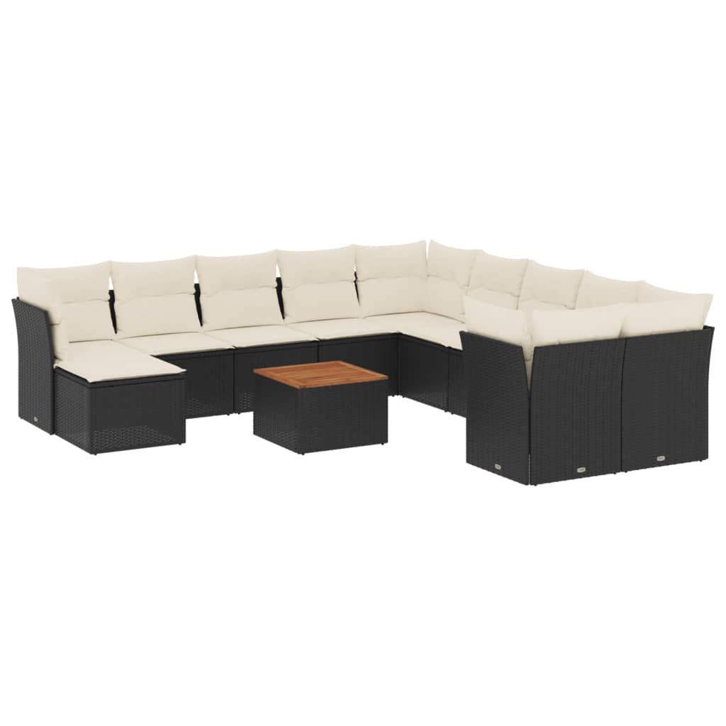 sofasæt til haven 12 dele med hynder polyrattan sort
