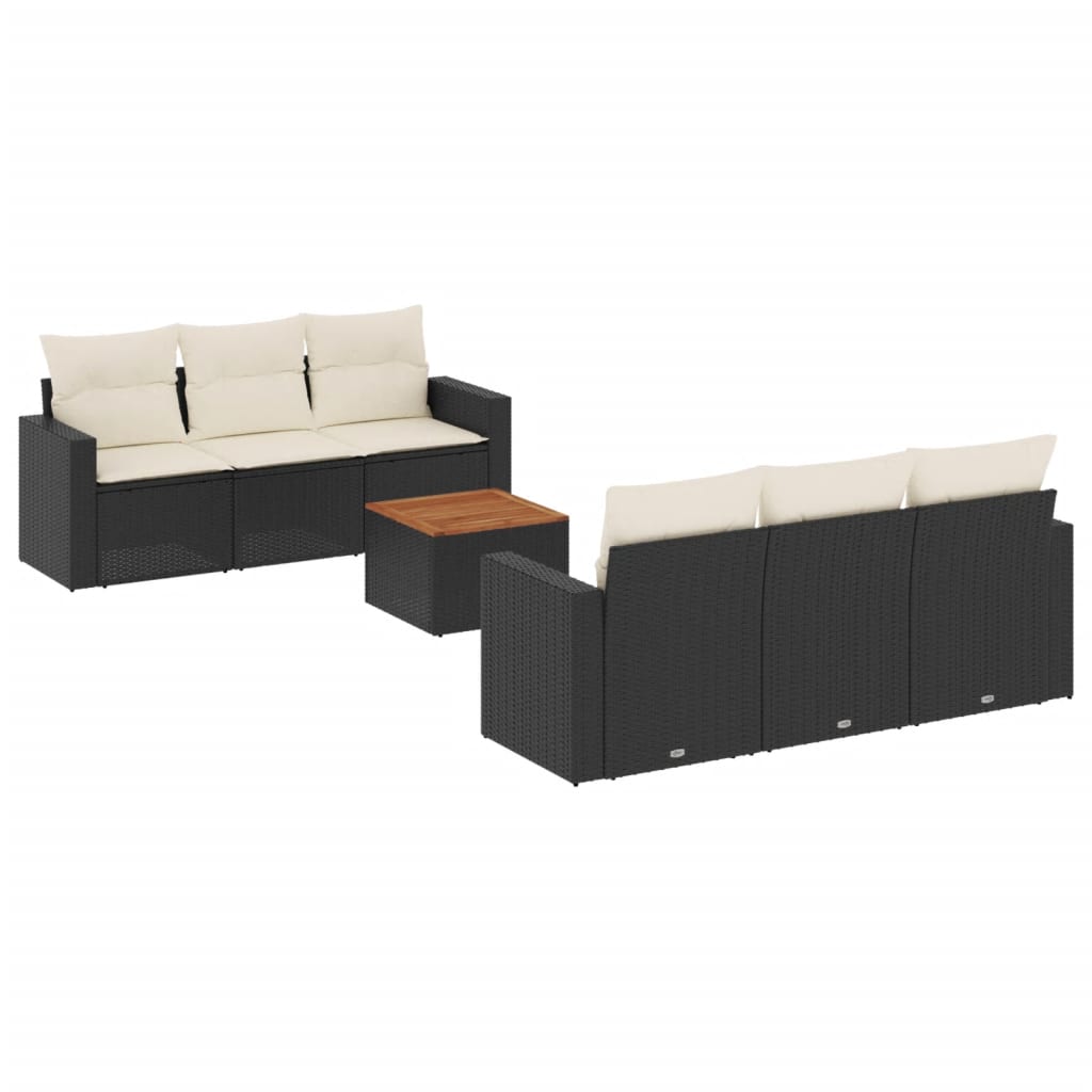 sofasæt til haven 7 dele med hynder polyrattan sort