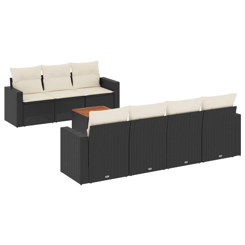 sofasæt til haven 8 dele med hynder polyrattan sort
