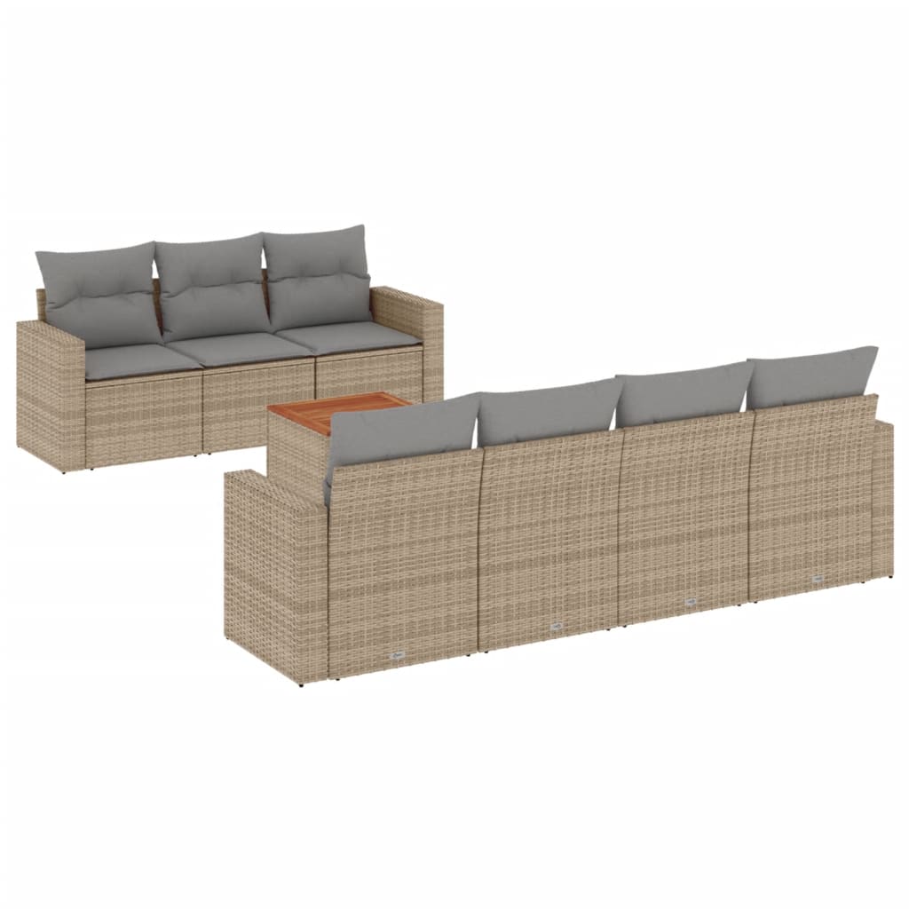 sofasæt til haven 8 dele med hynder polyrattan beige