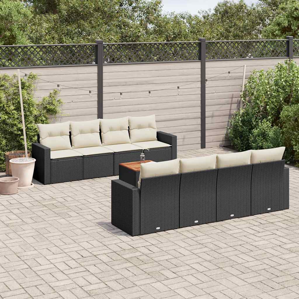 sofasæt til haven 9 dele med hynder polyrattan sort