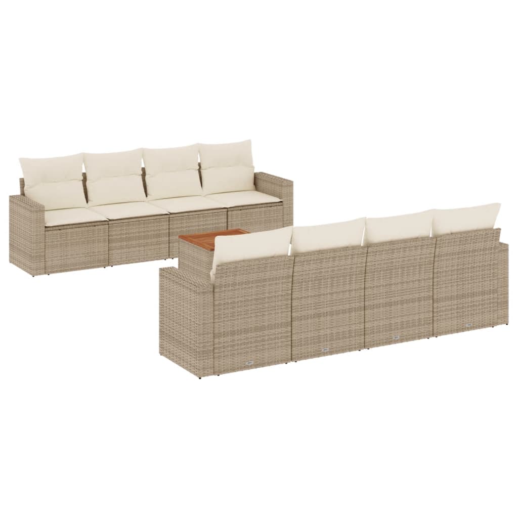 sofasæt til haven 9 dele med hynder polyrattan beige