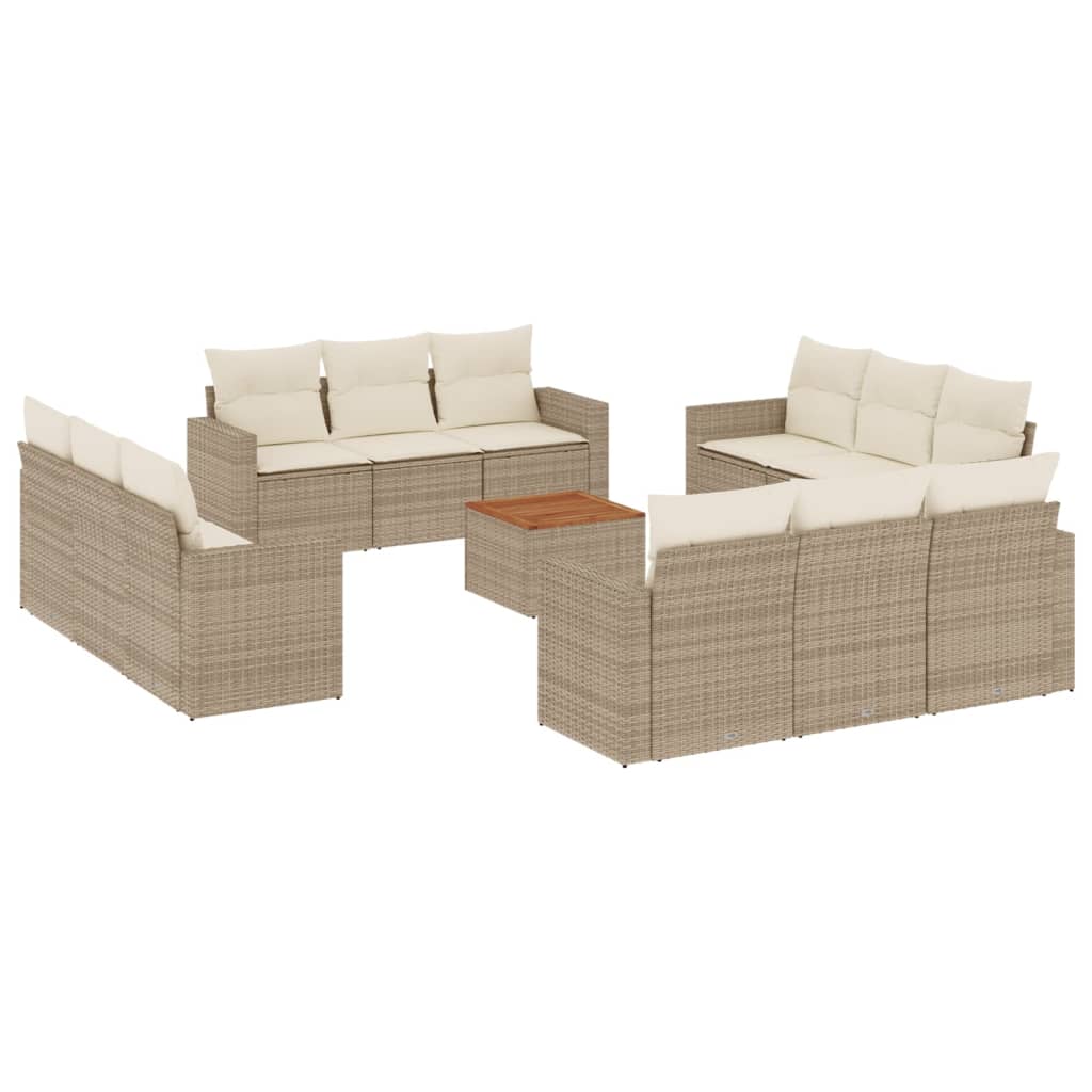 sofasæt til haven 13 dele med hynder polyrattan beige
