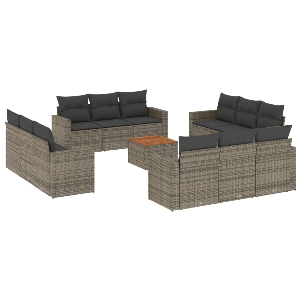 sofasæt til haven 13 dele med hynder polyrattan grå