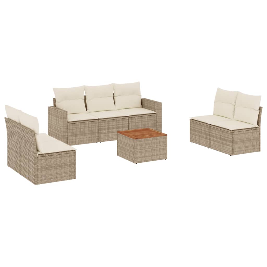 sofasæt til haven 8 dele med hynder polyrattan beige