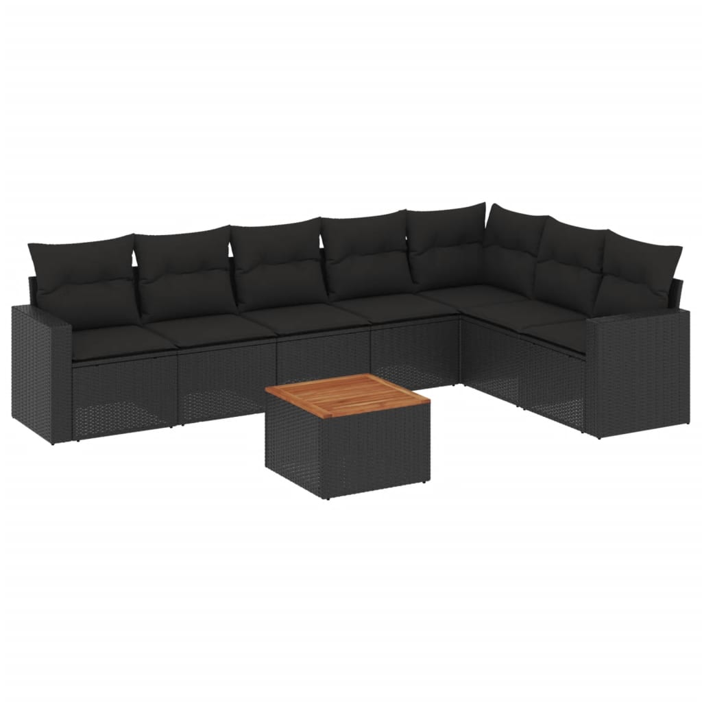sofasæt til haven 8 dele med hynder polyrattan sort
