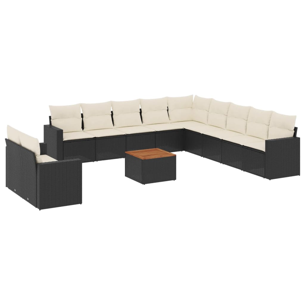 sofasæt til haven 12 dele med hynder polyrattan sort
