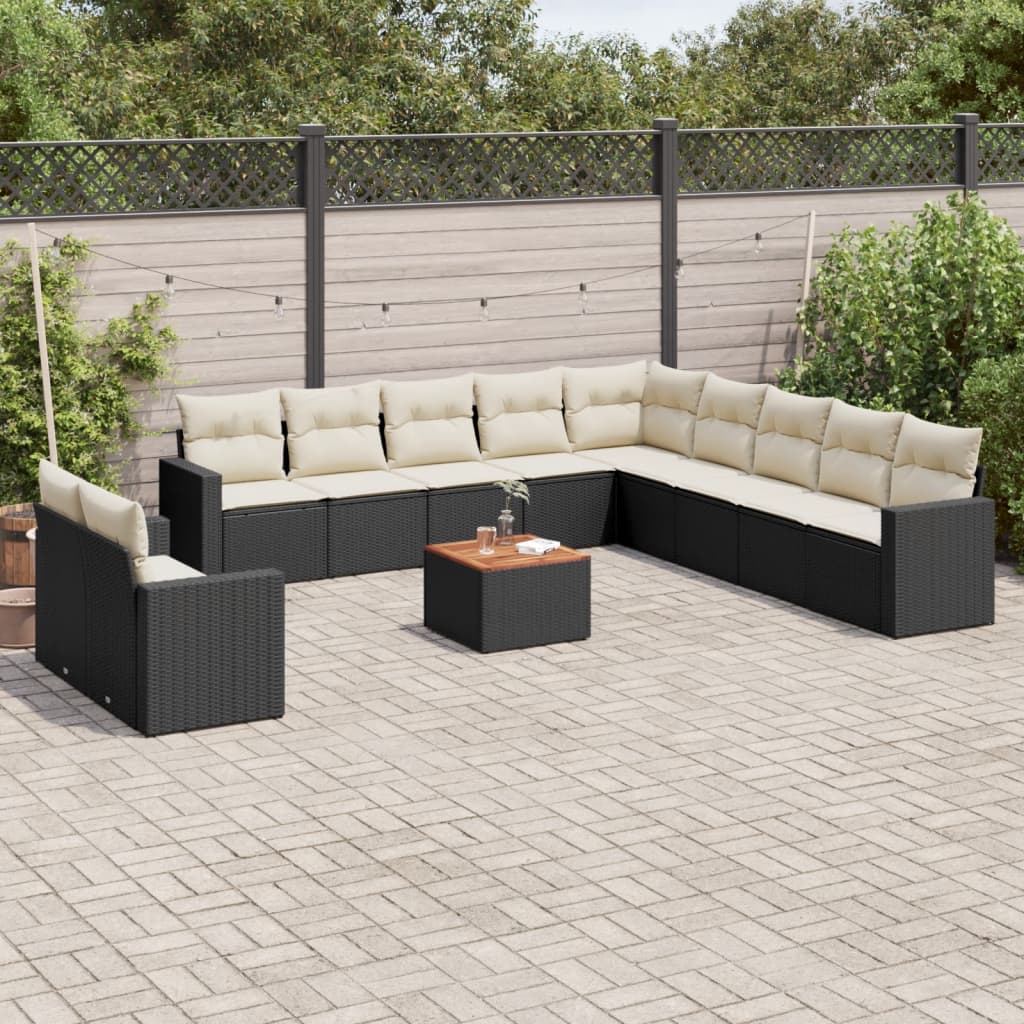 sofasæt til haven 12 dele med hynder polyrattan sort