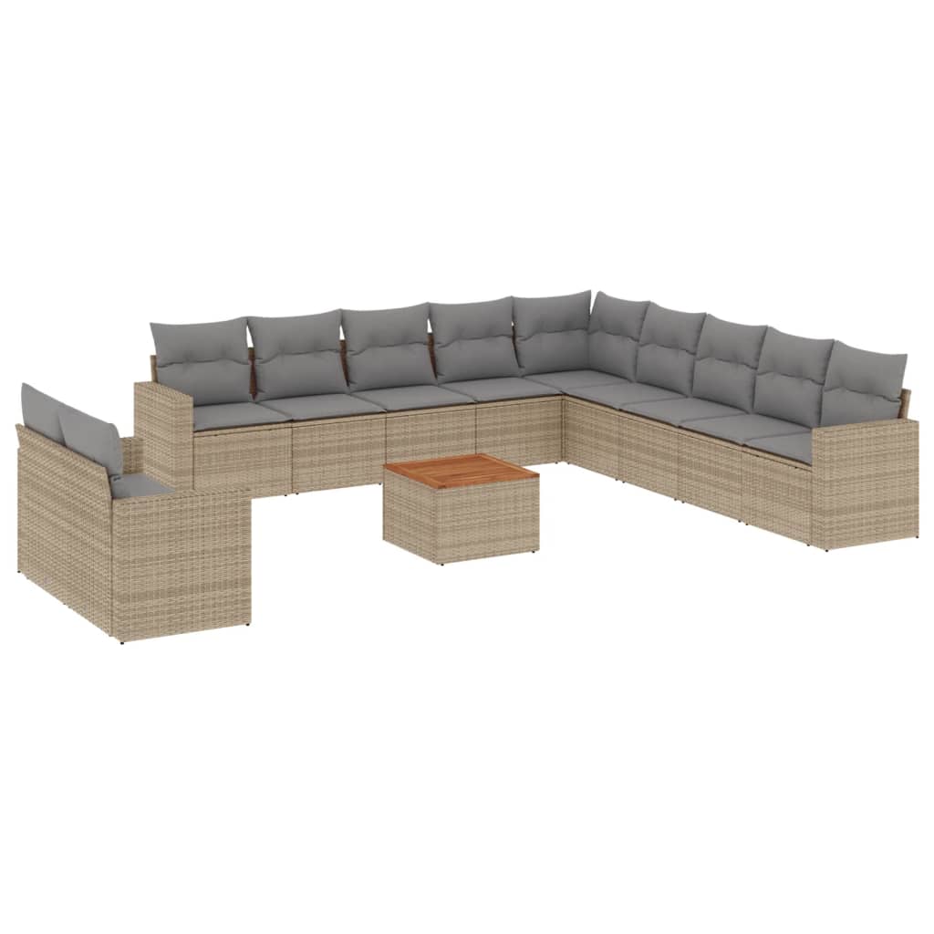 sofasæt til haven 12 dele med hynder polyrattan beige