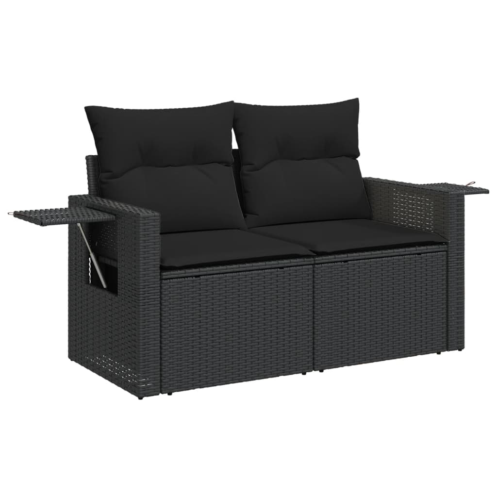sofasæt til haven 4 dele med hynder polyrattan sort