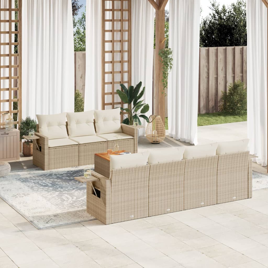 sofasæt til haven 8 dele med hynder polyrattan beige
