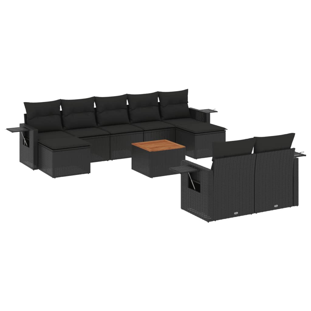 sofasæt til haven 10 dele med hynder polyrattan sort
