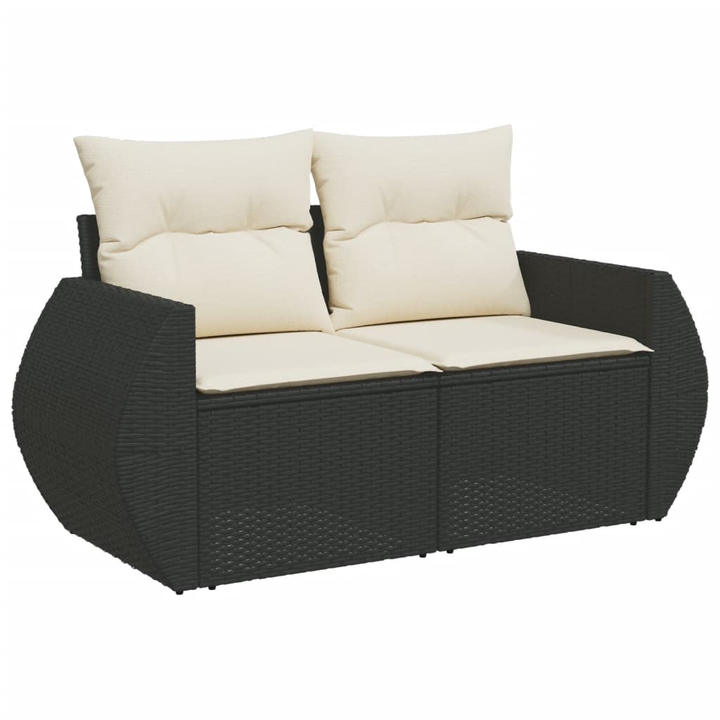 sofasæt til haven 7 dele med hynder polyrattan sort