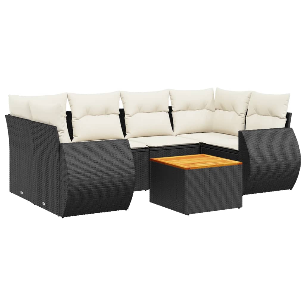 sofasæt til haven 7 dele med hynder polyrattan sort